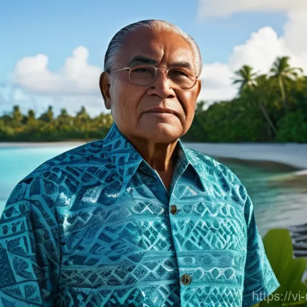 마셜 제도 대표적인 인물 - A dignified and warm portrait of Amata Kabua, the first President and Founding Father of the Republi...