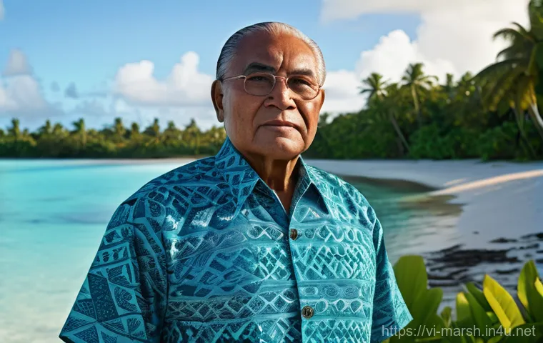 마셜 제도 대표적인 인물 - A dignified and warm portrait of Amata Kabua, the first President and Founding Father of the Republi...