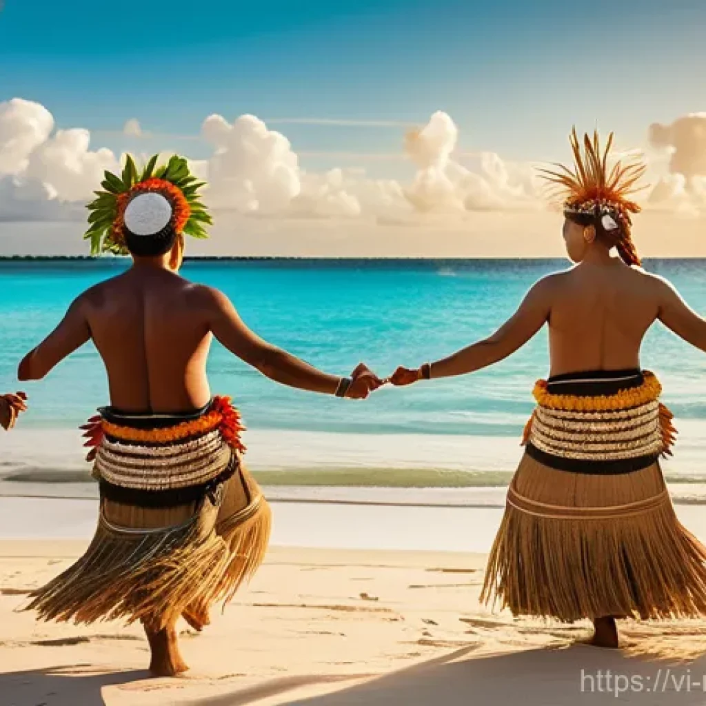 마셜 제도에서의 전통 의례 및 행사 - **A Vibrant Loeak Dance Performance:**
    "A group of Marshallese men and women perform a lively tr...