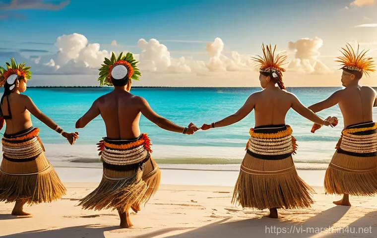 마셜 제도에서의 전통 의례 및 행사 - **A Vibrant Loeak Dance Performance:**
    "A group of Marshallese men and women perform a lively tr...