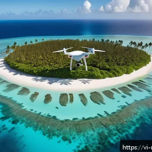 Home 30 마셜 제도에서 드론 촬영 가능 여부 - A vibrant tropical island scene in the Marshall Islands featuring a small drone flying below 120 met...